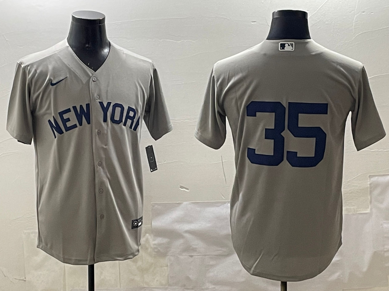 Men's New York Yankees Cody Bellinger #35 Gray Replica Player Jersey1 baseball jersey product view 1