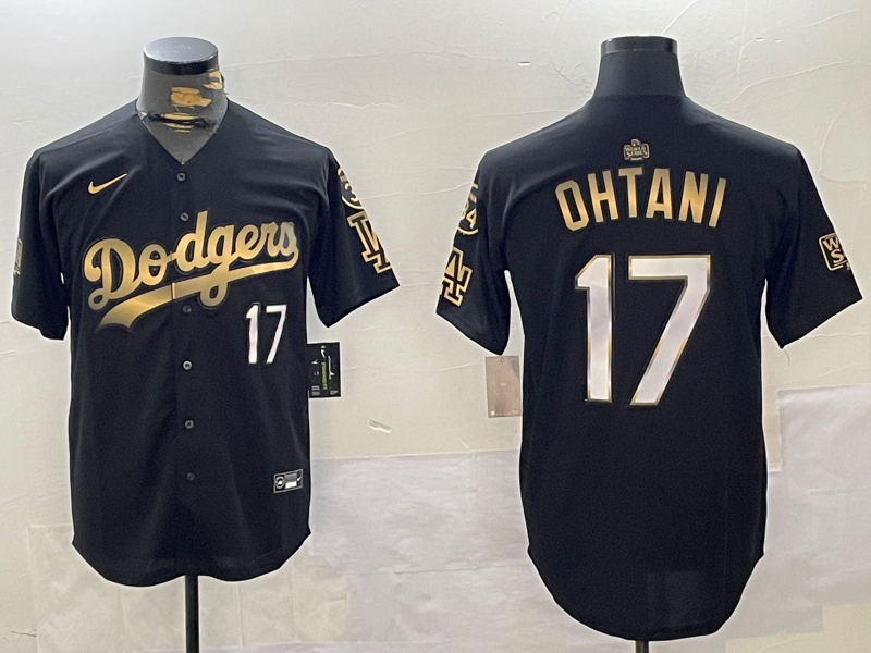 Men's Los Angeles Dodgers Shohei Ohtani Black Replica Player Jersey1 baseball jersey product view 1