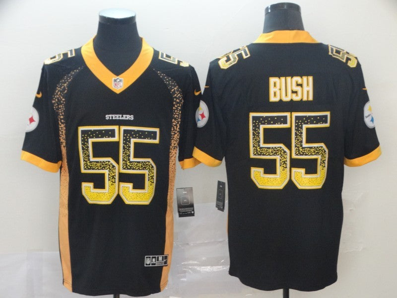 Men's Pittsburgh Steelers Devon Bush Jr. #55 Black Player Jersey1 football jersey product view 1