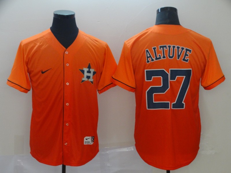Men's Houston Astros Jose Altuve #27 Orange Game Player Jersey1 baseball jersey product view 1