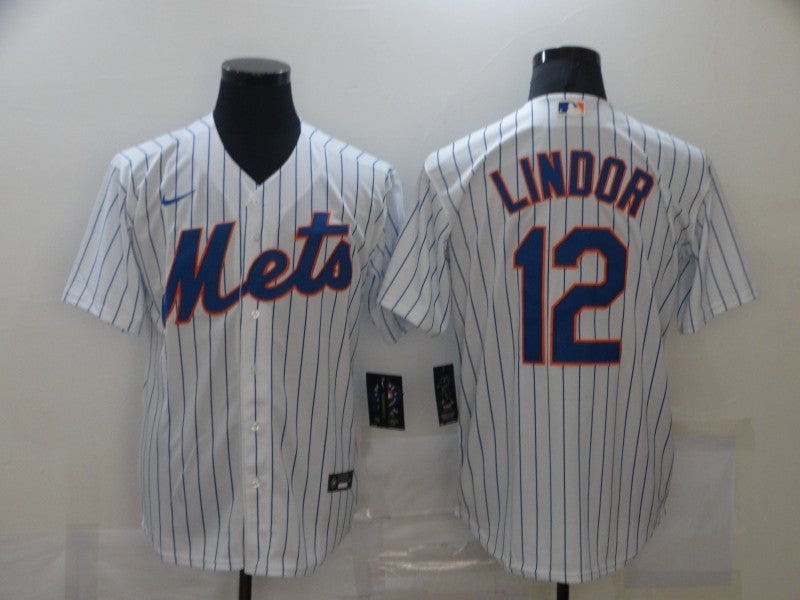 Men's New York Mets Francisco Lindor #12 White Replica Baseball Jersey1 baseball jersey product view 1