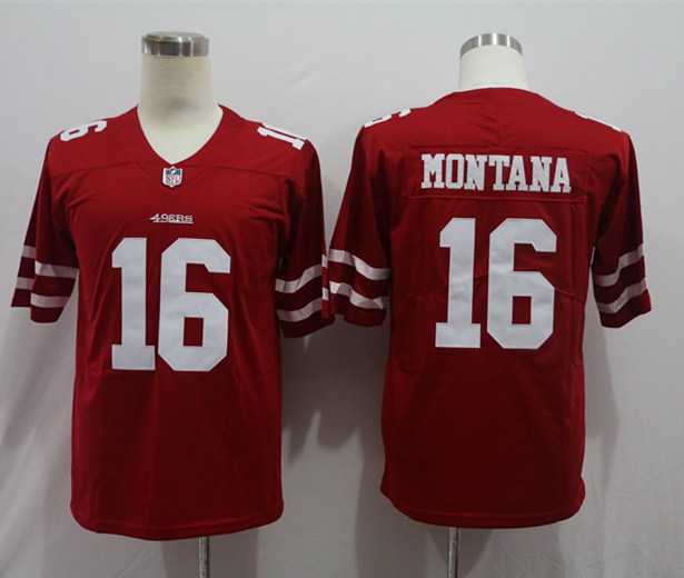 Men's San Francisco 49ers Joe Montana #16 Red Game Jersey1 football jersey product view 1