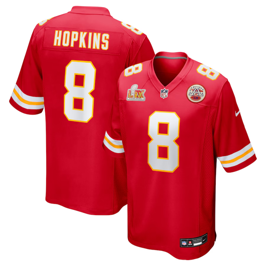Men's Kansas City Chiefs DeAndre Hopkins #8 Red Super Bowl LIX Game Player Jersey1 football jersey product view 1
