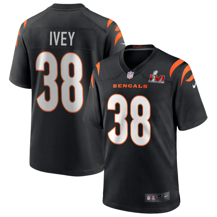 DJ Ivey Cincinnati Bengals Nike Super Bowl LVI Game Jersey - Black football jersey product view 1