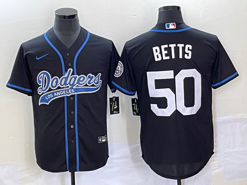 Men's Los Angeles Dodgers Mookie Betts #50 Black Player Jersey1 Joint Edition baseball jersey product view 1