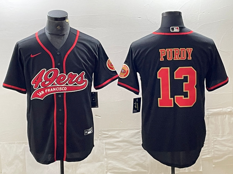 Men's San Francisco 49ers Brock Purdy #13 Black Fashion Jersey1 Joint Edition football jersey product view 1