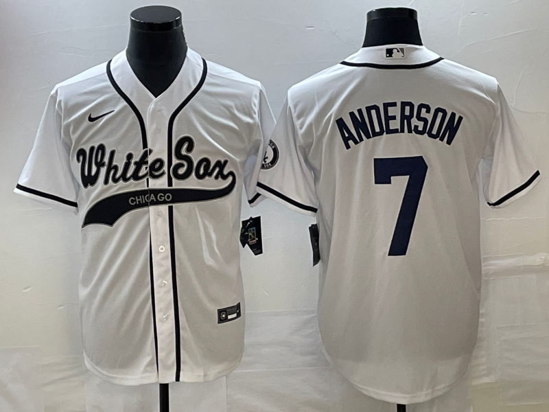 Men's Chicago White Sox Tim Anderson #7 White Replica Player Jersey1 Joint Edition baseball jersey product view 1