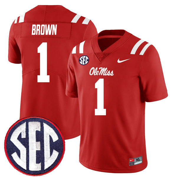 AJ Brown Ole Miss Rebels Jersey - Red sports jersey product view 1