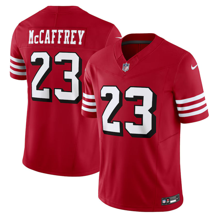 Christian McCaffrey San Francisco 49ers Alternate Jersey - Scarlet football jersey product view 1