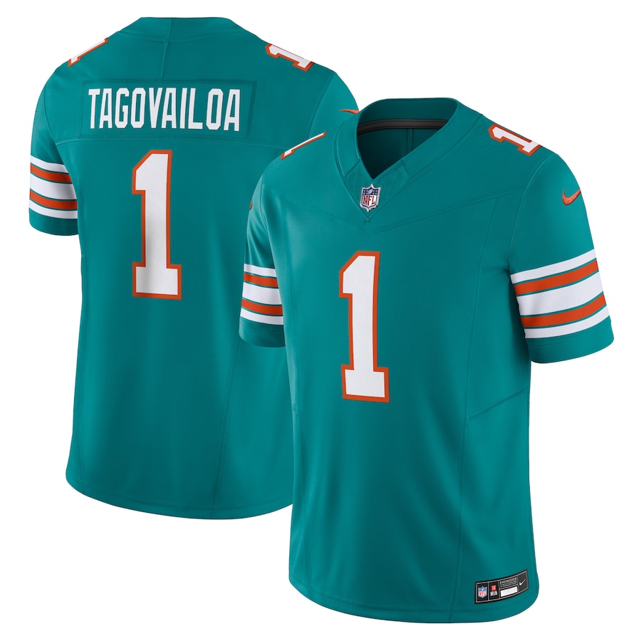 Tua Tagovailoa Miami Dolphins Jersey - Aqua football jersey product view 1