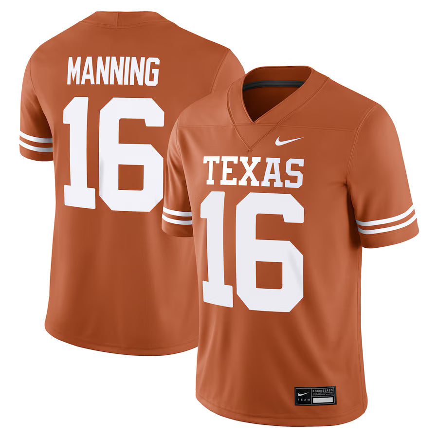 Arch Manning Texas Longhorns Jersey - Orange sports jersey product view 1