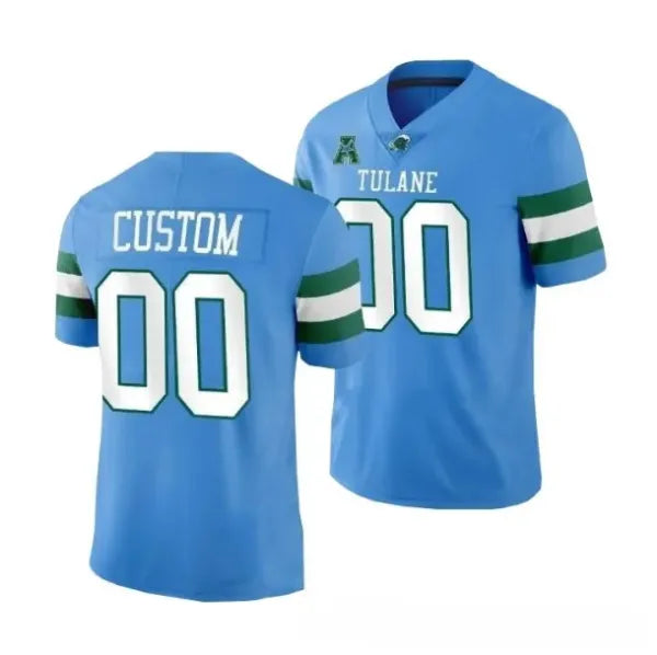 Custom Tulane Green Wave Jersey - Blue sports jersey product view 1