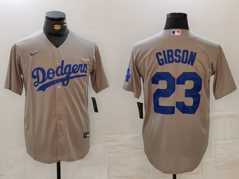 Men's Los Angeles Dodgers Kirk Gibson #23 Gray Replica Player Jersey1 baseball jersey product view 1