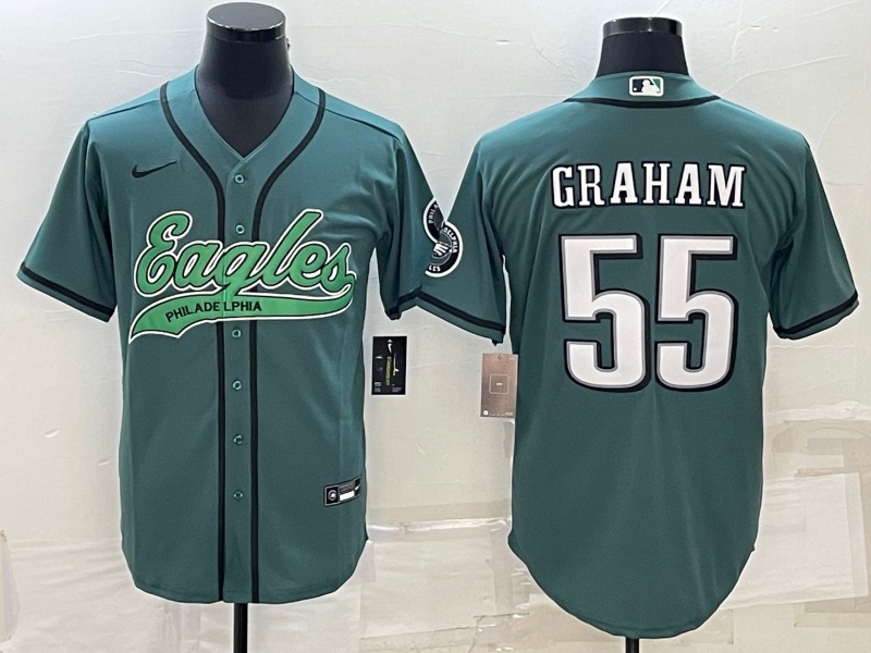 Men's Philadelphia Eagles Brandon Graham #55 Midnight Green Game Jersey1 Joint Edition football jersey product view 1