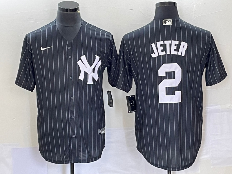 Men's New York Yankees Derek Jeter #2 Black Official Replica Player Jersey1 baseball jersey product view 1