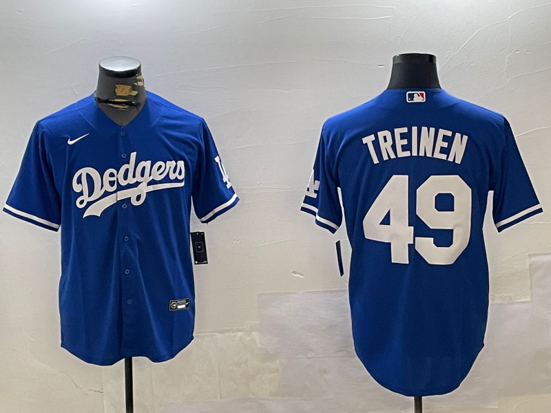 Men's Los Angeles Dodgers Blake Treinen #49 Royal Replica Player Jersey1 baseball jersey product view 1