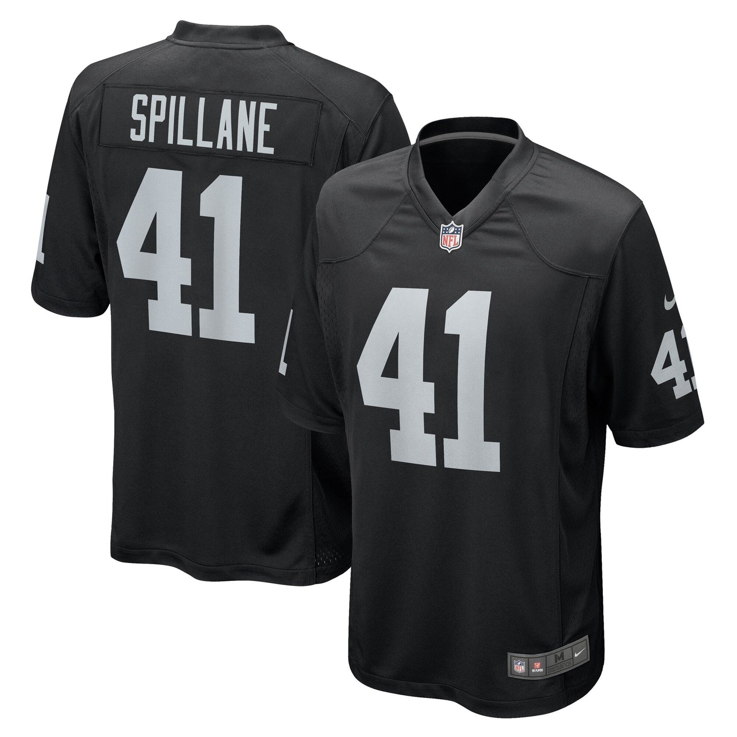 Robert Spillane Las Vegas Raiders Nike Game Jersey - Black football jersey product view 1