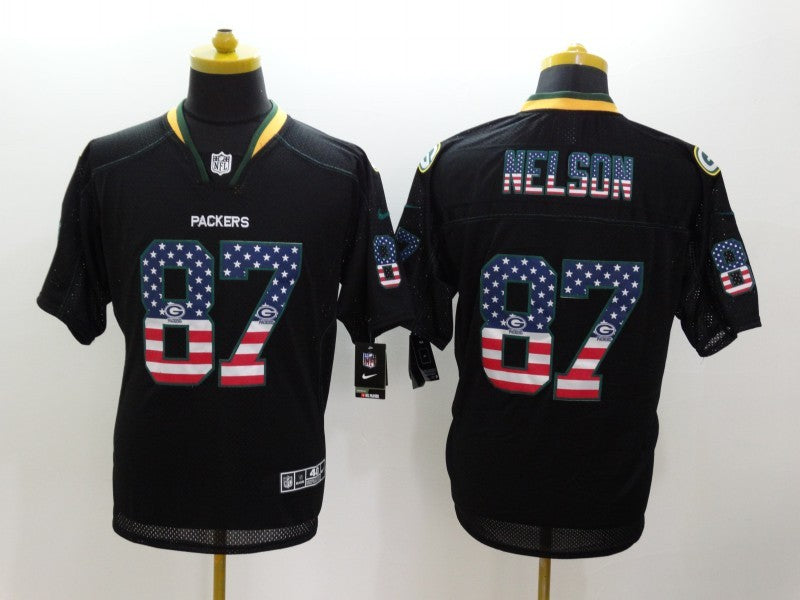 Men's Green Bay Packers Jordy Nelson #87 Black Game Player Jersey1 football jersey product view 1