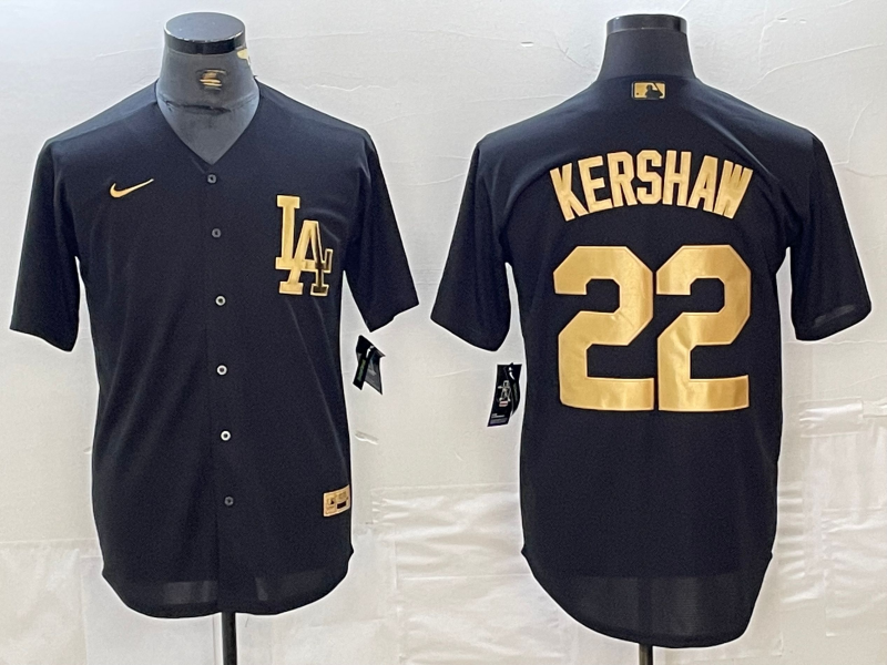 Men's Los Angeles Dodgers Clayton Kershaw #22 Black Limited Player Jersey1 baseball jersey product view 1