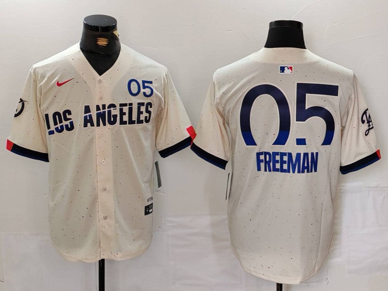 Men's Los Angeles Dodgers Freddie Freeman #5 Cream 2024 City Connect Limited Player Jersey1 baseball jersey product view 1