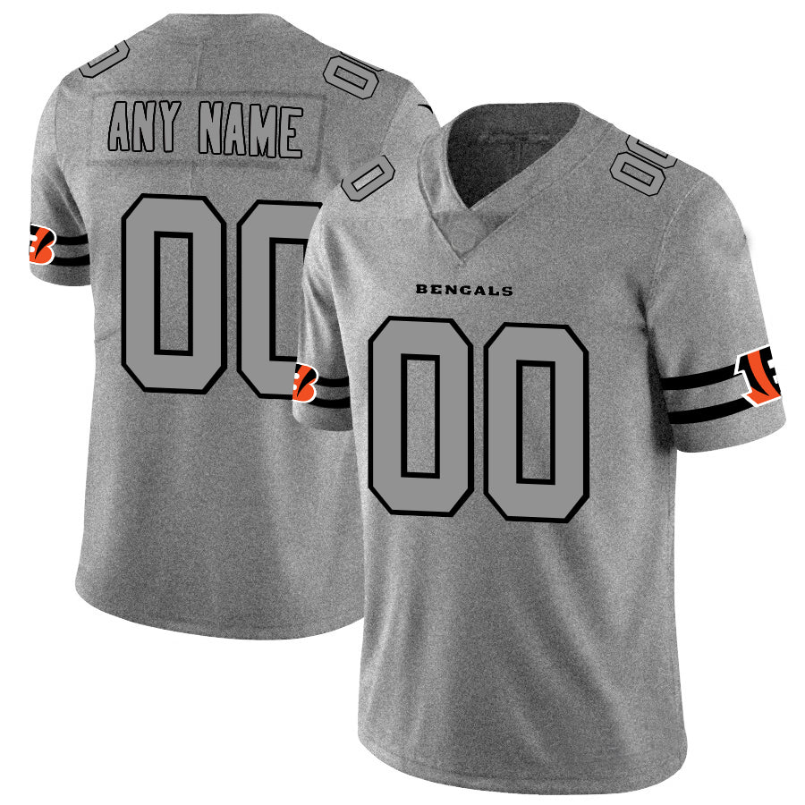Custom2 Cincinnati Bengals 2019 Gridiron Gray Vapor Untouchable Limited Jersey2 Stitched American Football Jersey2s football jersey product view 1