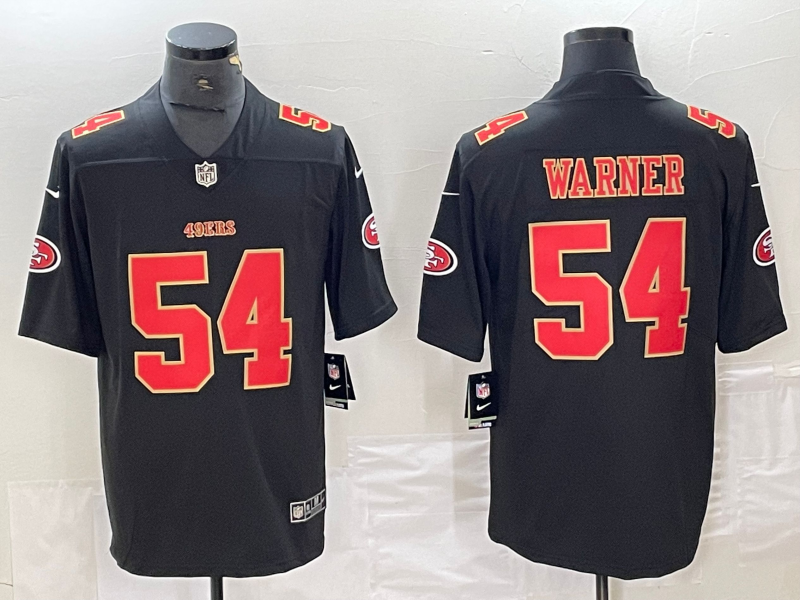 Men's San Francisco 49ers Fred Warner #54 Black Fashion Game Jersey1 football jersey product view 1