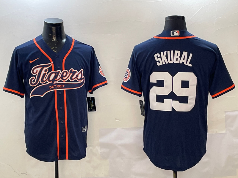 Men's Detroit Tigers Tarik Skubal #29 Navy Player Jersey baseball jersey product view 1