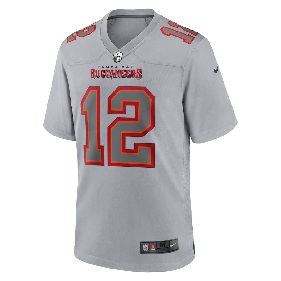 Tom Brady 12 Tampa Bay Buccaneers Atmosphere Fashion Game Jersey - Gray football jersey product view 2