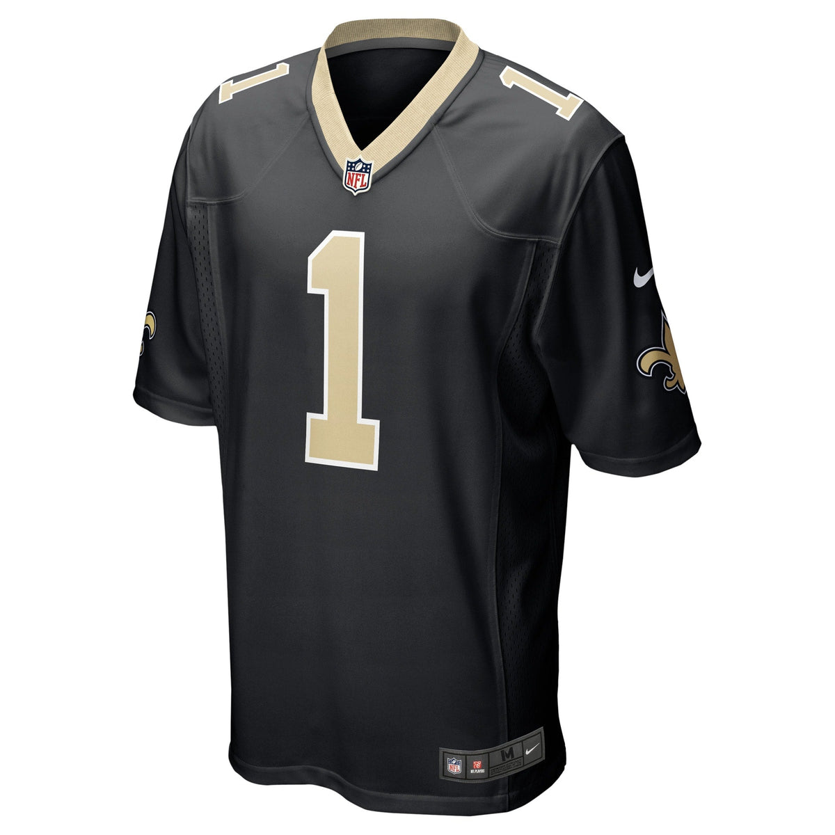 Number 1 Groom New Orleans Saints Nike Game Jersey - Black football jersey product view 2
