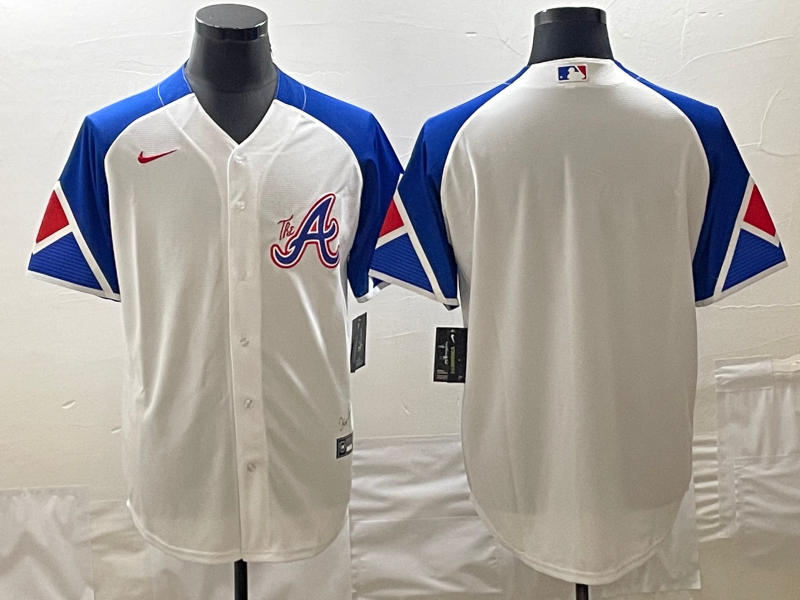 Men's Atlanta Braves White 2023 City Connect Replica Blank Jersey1 baseball jersey product view 1