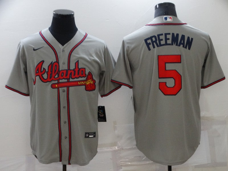 Men's Atlanta Braves Freedie Freeman #5 Gray Replica Jersey1 baseball jersey product view 1