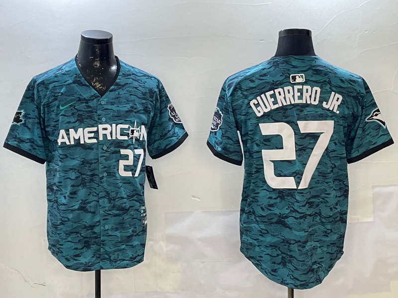 Men's American League Vladimir Guerrero Jr. #27 Teal 2023 MLB All-Star Game Limited Player Jersey1 baseball jersey product view 1