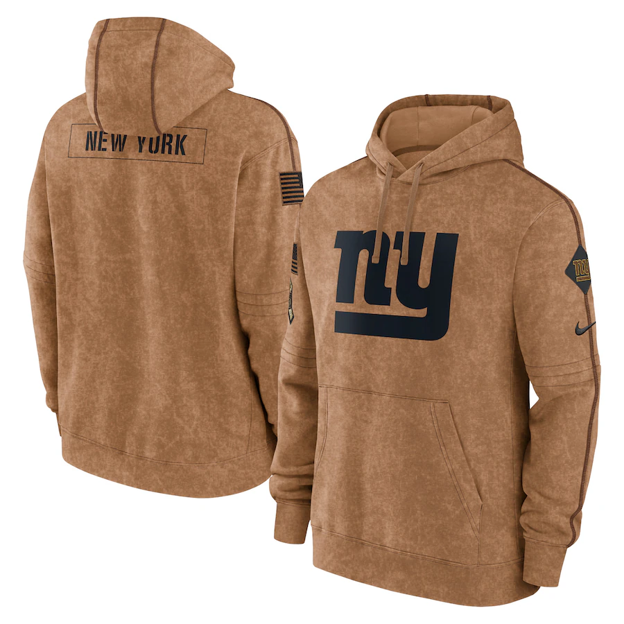 Men's New York Giants Brown 2023 Salute To Service Club Pullover Hoodie1 football jersey product view 1