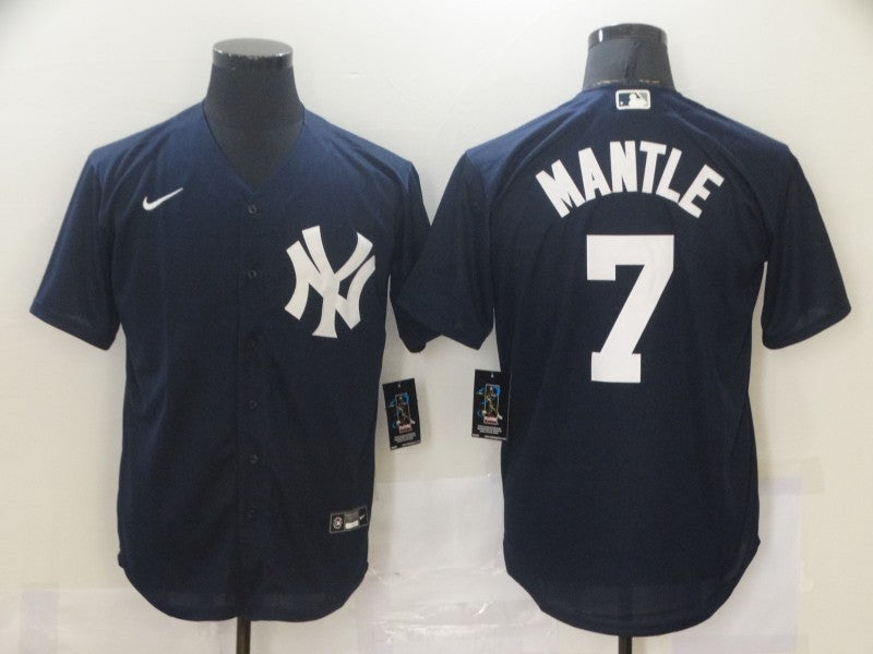 Men's New York Yankees Mickey Mantle #7 Navy Replica Baseball Jersey1 baseball jersey product view 1