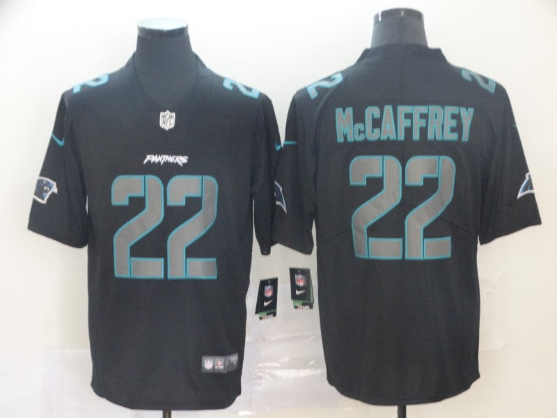 Men's Carolina Panthers Christian McCaffrey #22 Black Authentic Game Jersey1 football jersey product view 1