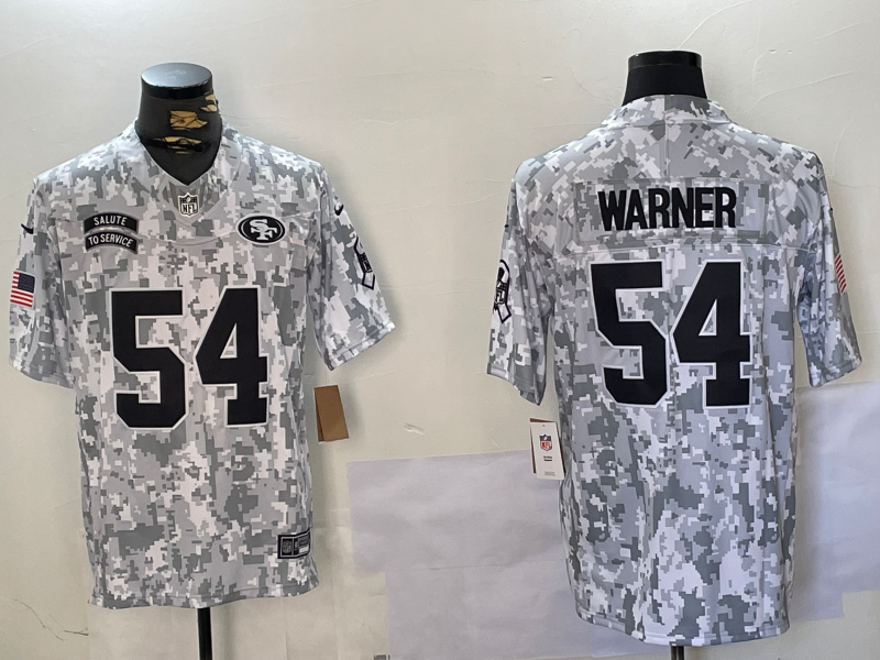 Men's San Francisco 49ers Fred Warner #54 Arctic Camo 2024 Salute to Service Limited Jersey1 football jersey product view 1