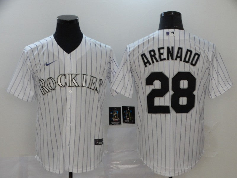 Men's Colorado Rockies Nolan Arenado #28 White Replica Baseball Jersey1 baseball jersey product view 1
