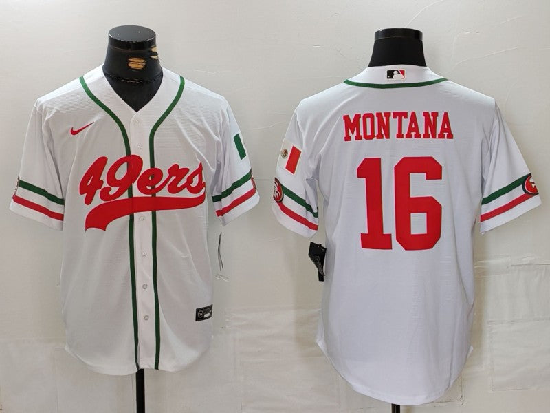 Men's San Francisco 49ers Joe Montana #16 White Replica Player Jersey1 football jersey product view 1
