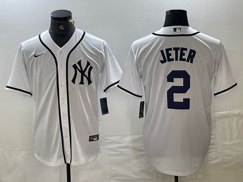Men's New York Yankees Derek Jeter #2 White Limited Game Jersey1 baseball jersey product view 1