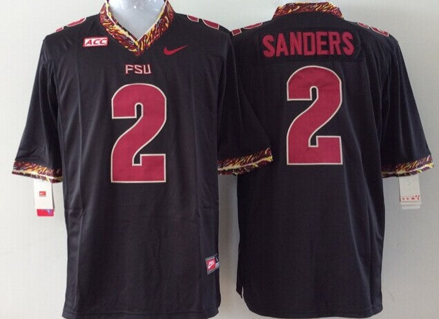 Men's Florida State Seminoles Deion Sanders #2 Black Player Game Jersey sports jersey product view 1
