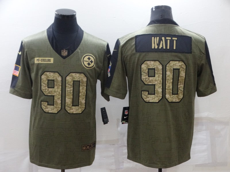 Men's Pittsburgh Steelers T.J. Watt #90 Brown Game Player Jersey1 football jersey product view 1