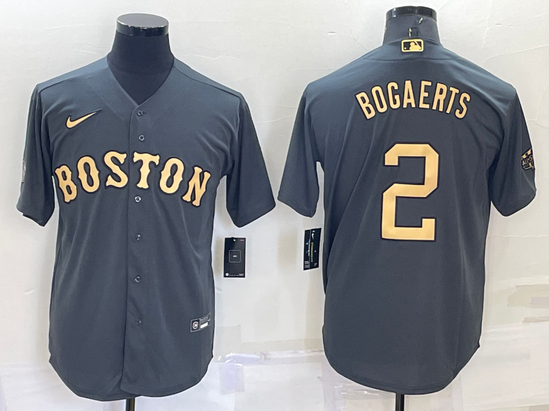 Men's Boston Red Sox Xander Bogaerts #2 Gray Replica Player Jersey1 baseball jersey product view 1