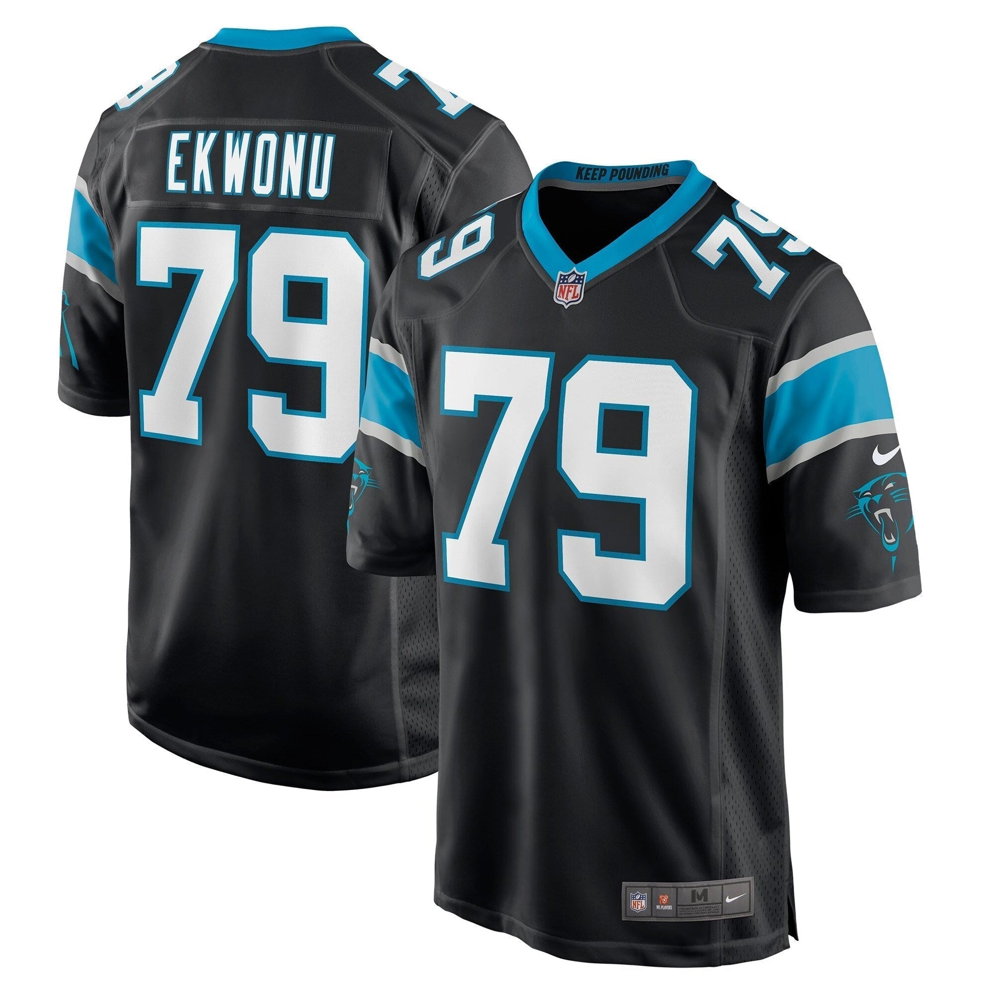 Ikem Ekwonu Carolina Panthers Nike Game Jersey - Black football jersey product view 1