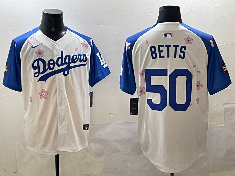 Men's Los Angeles Dodgers Mookie Betts White Replica Player Jersey1 baseball jersey product view 1