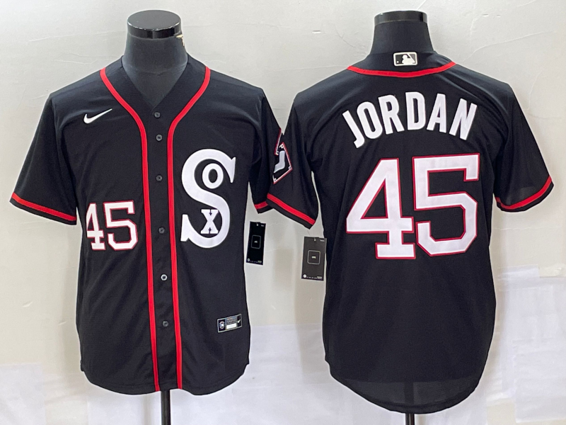 Men's Chicago White Sox Michael Jordan #45 Black Authentic Game Jersey basketball jersey product view 1