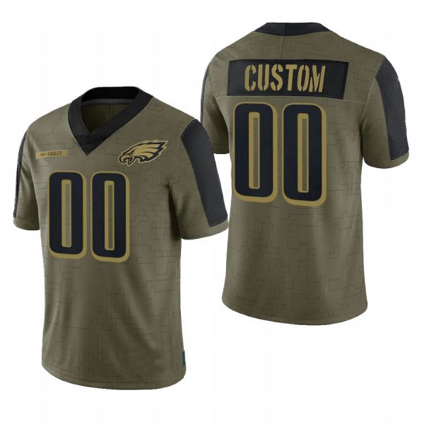 Custom1 Philadelphia Eagles Olive 2021 Salute To Service Limited Football Jerseys football jersey product view 1