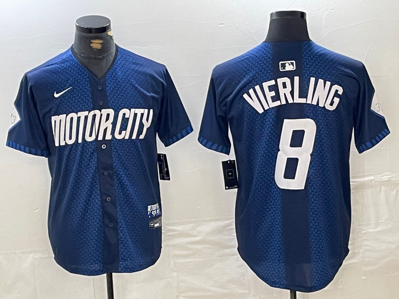 Men's Detroit Tigers Matt Vierling #8 Navy 2024 City Connect Limited Jersey1 baseball jersey product view 1