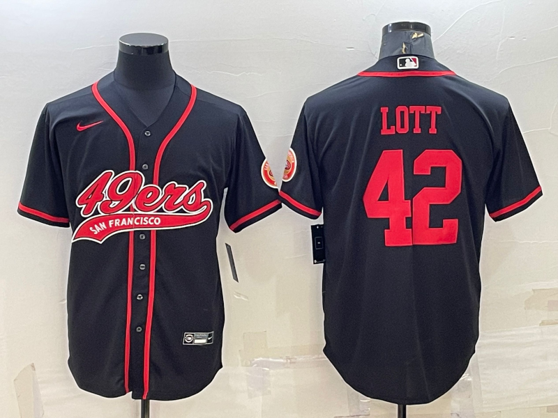 Men's San Francisco 49ers Ronnie Lott #42 Black Game Jersey1 Joint Edition football jersey product view 1