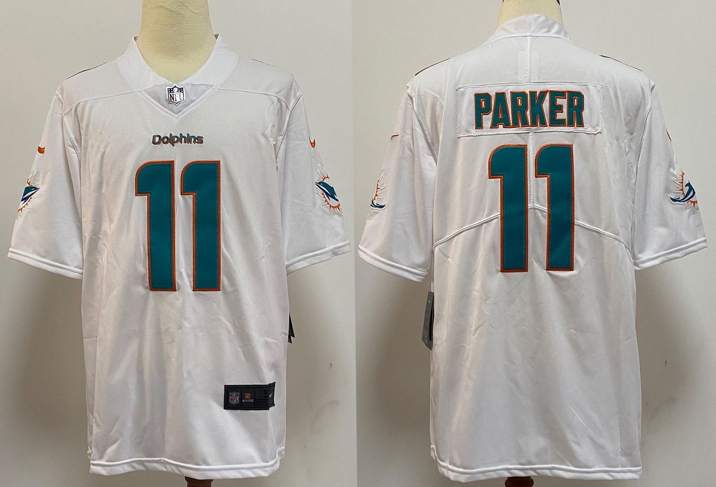 Men's Miami Dolphins DeVante Parker #11 White Aqua Game Jersey1 football jersey product view 1