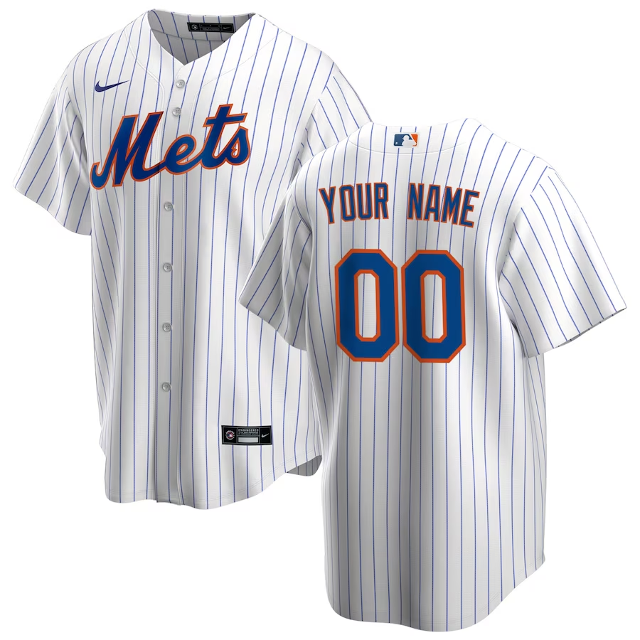 Men's New York Mets White Home Replica Custom Jersey1 baseball jersey product view 1